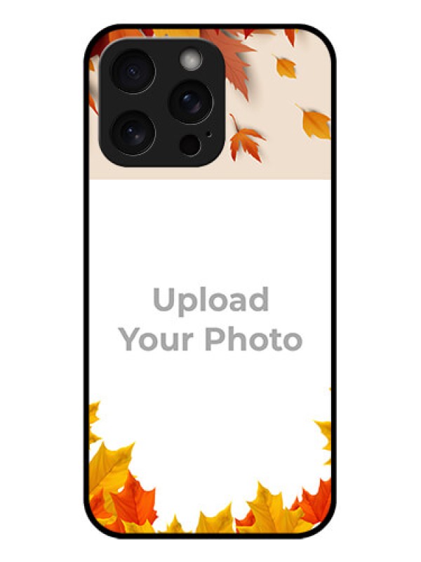 Custom iPhone 15 Pro Max Custom Glass Phone Case - Autumn Maple Leaves Design