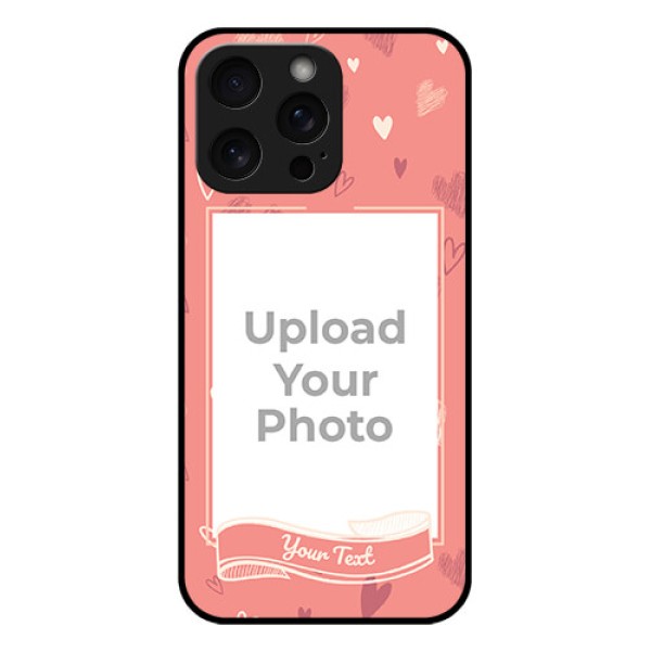 iPhone 15 Pro Max Custom Glass Phone Case - Love Doodle Art Design