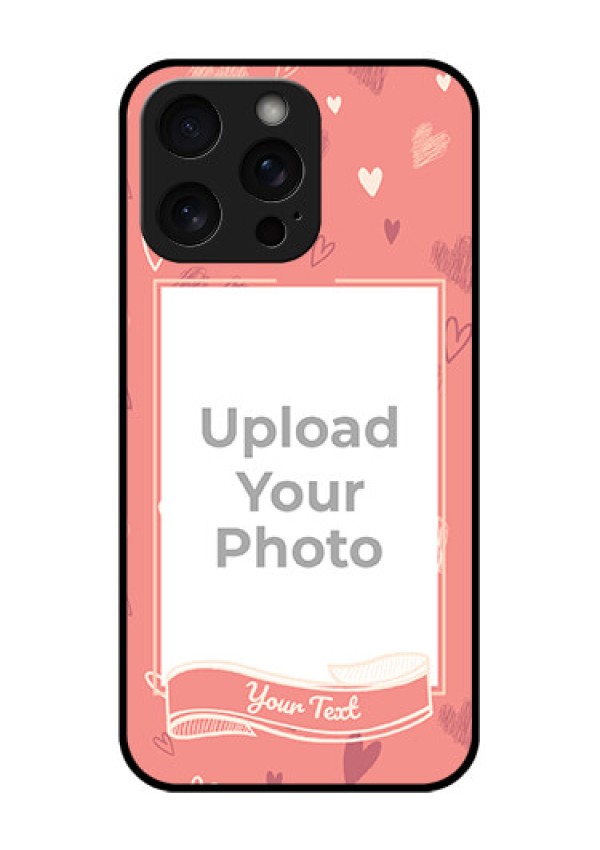iPhone 15 Pro Max Custom Glass Phone Case - Love Doodle Art Design