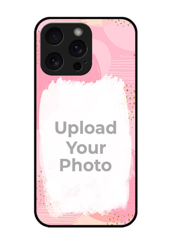 iPhone 15 Pro Max Custom Glass Phone Case - Gold Glitter Splash Design