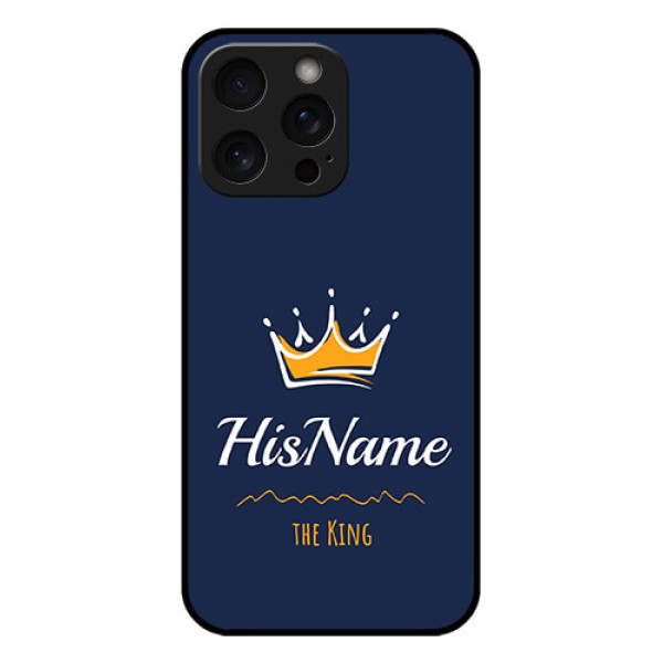 iPhone 15 Pro Max Custom Glass Phone Case - King With Name Design