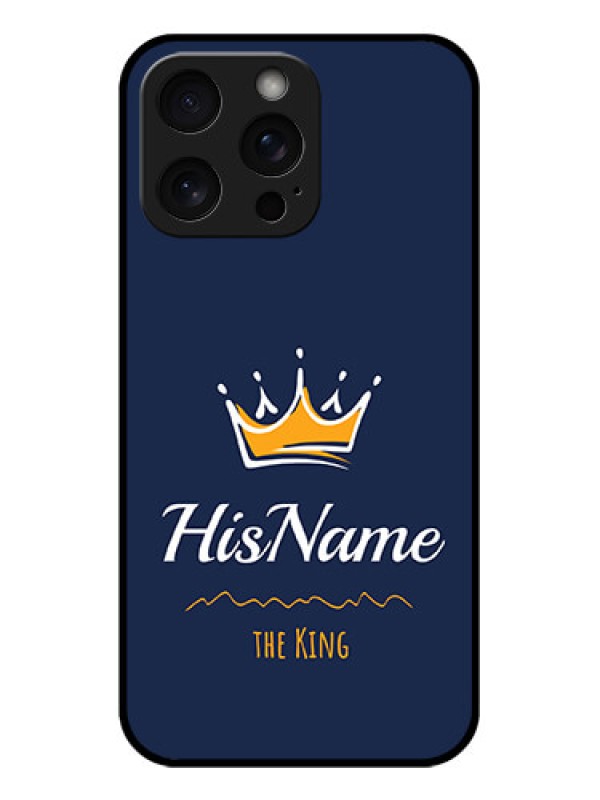 Custom iPhone 15 Pro Max Custom Glass Phone Case - King With Name Design