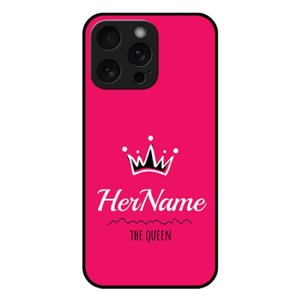 iPhone 15 Pro Max Custom Glass Phone Case - Queen With Name Design iPhone 15 Pro Max Custom Glass Phone Case - Queen With Name Design