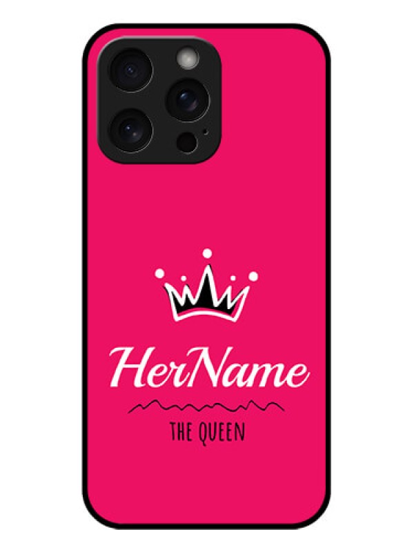 Custom iPhone 15 Pro Max Custom Glass Phone Case - Queen With Name Design