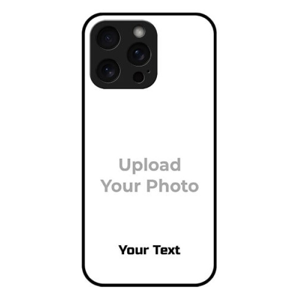 iPhone 15 Pro Max Custom Glass Phone Case - Photo With Text Design