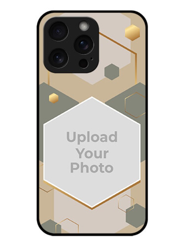 Custom iPhone 15 Pro Max Custom Glass Phone Case - Stylish Hexagon Pattern Design