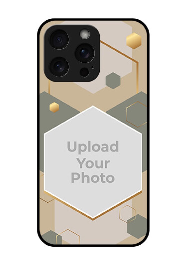 iPhone 15 Pro Max Custom Glass Phone Case - Stylish Hexagon Pattern Design