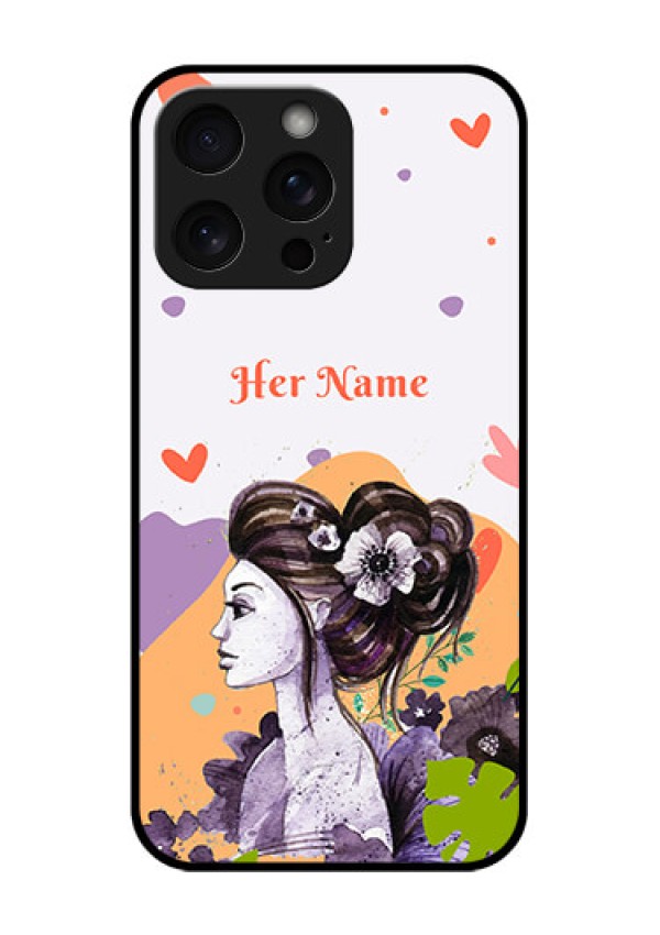 iPhone 15 Pro Max Custom Glass Phone Case - Woman And Nature Design