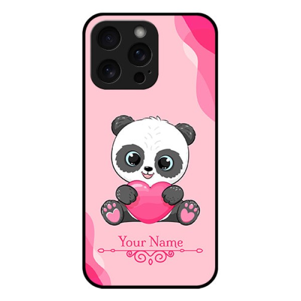 iPhone 15 Pro Max Custom Glass Phone Case - Cute Panda Design