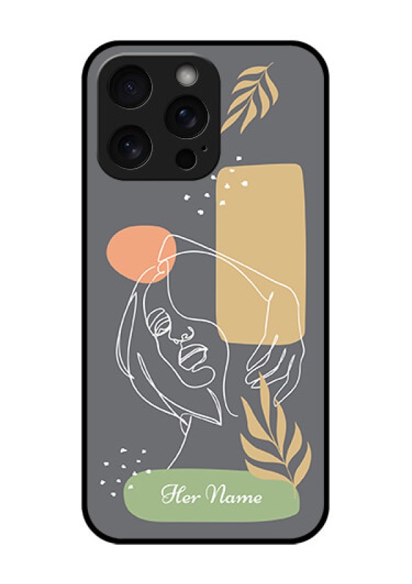 iPhone 15 Pro Max Custom Glass Phone Case - Gazing Woman Line Art Design