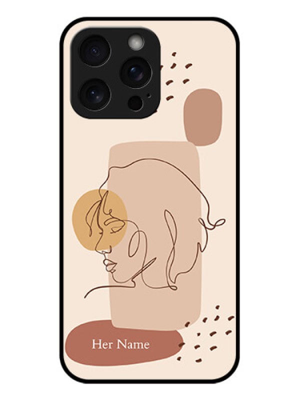 Custom iPhone 15 Pro Max Custom Glass Phone Case - Calm Woman Line Art Design