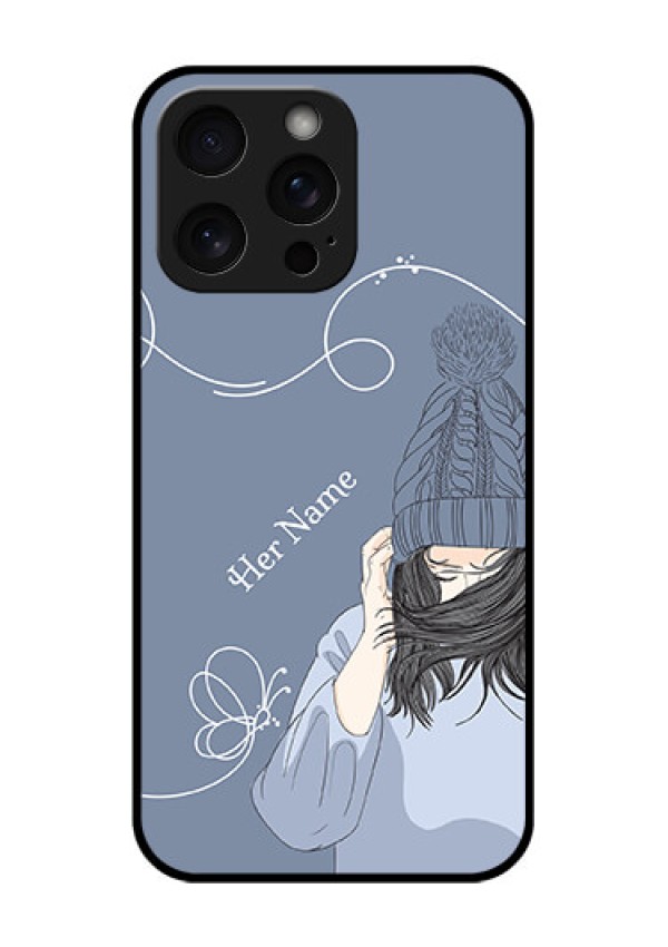iPhone 15 Pro Max Custom Glass Phone Case - Girl In Winter Outfit Design