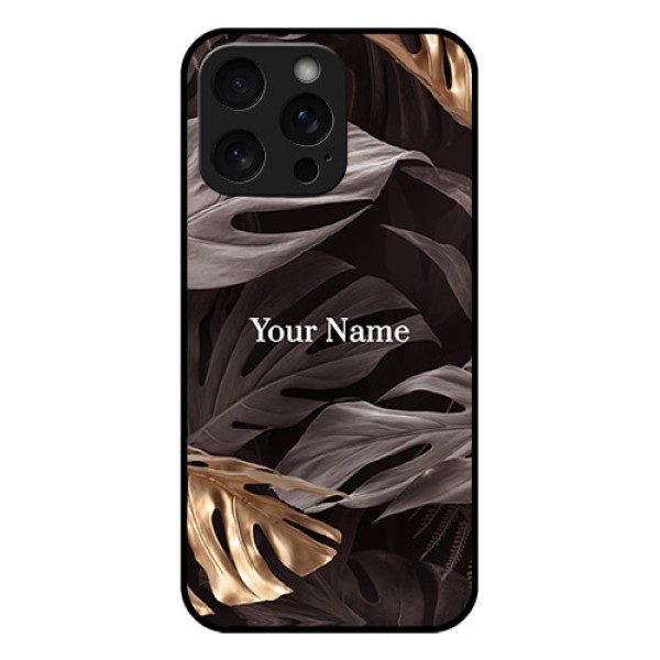 iPhone 15 Pro Max Custom Glass Phone Case - Wild Leaves Digital Paint Design
