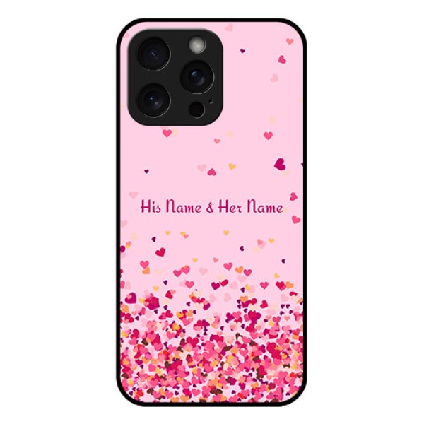 iPhone 15 Pro Max Custom Glass Phone Case - Floating Hearts Design