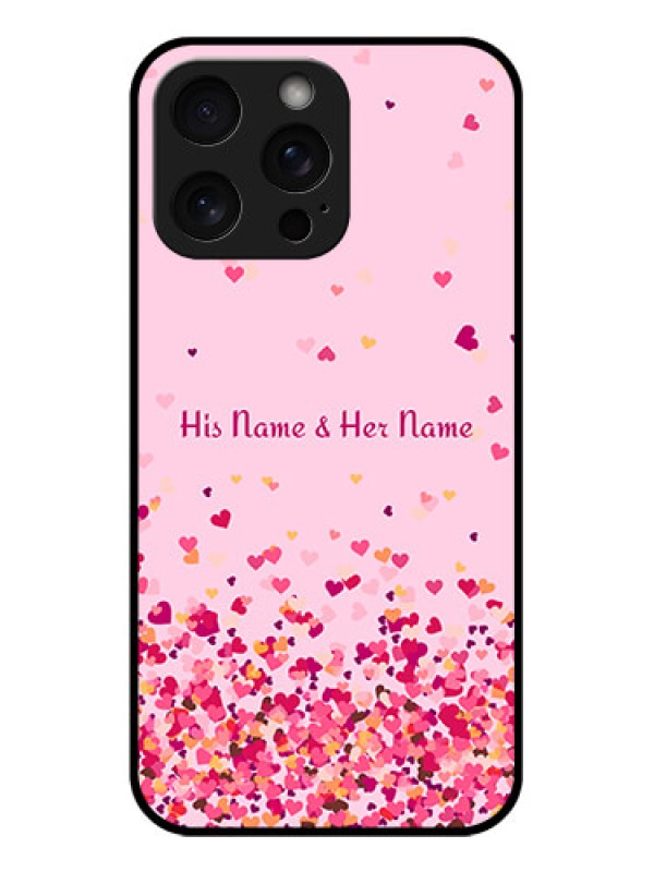 Custom iPhone 15 Pro Max Custom Glass Phone Case - Floating Hearts Design