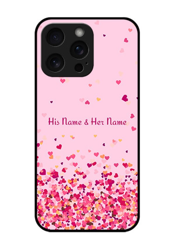 iPhone 15 Pro Max Custom Glass Phone Case - Floating Hearts Design