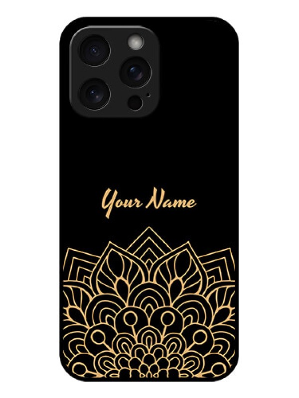Custom iPhone 15 Pro Max Custom Glass Phone Case - Golden Mandala Design