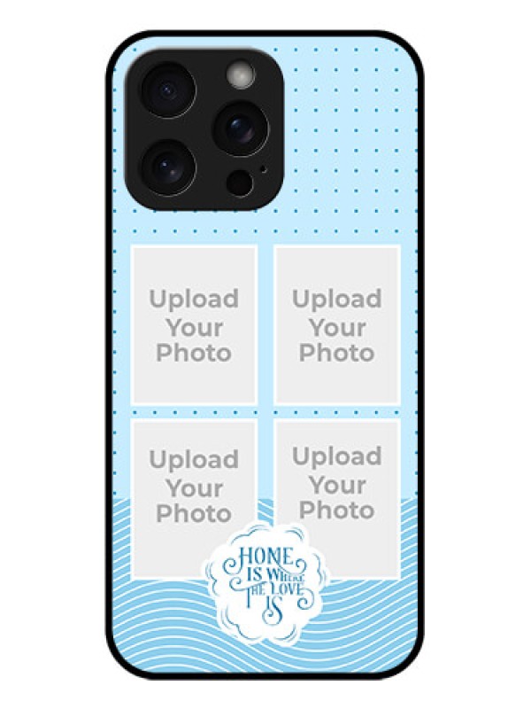 Custom iPhone 15 Pro Max Custom Glass Phone Case - Cute Love Quote With 4 Pic Upload Design