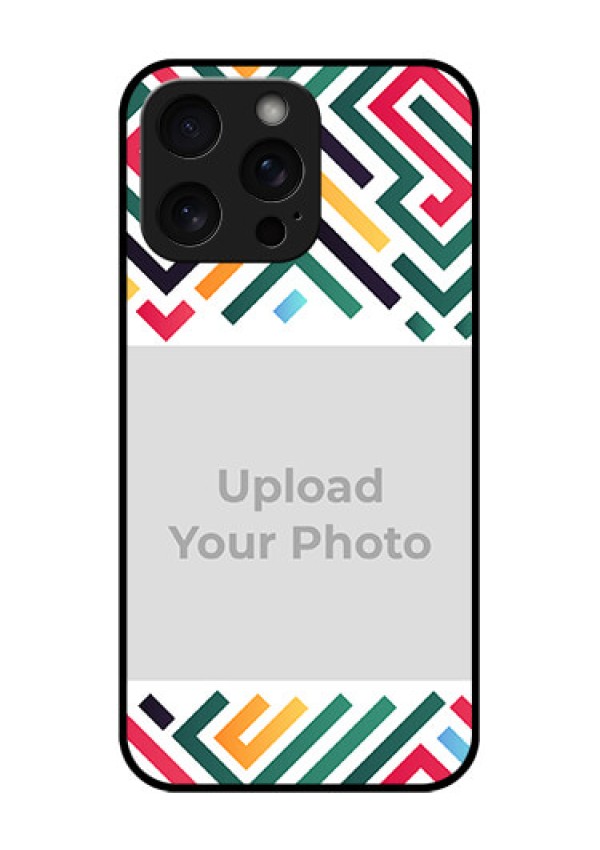 iPhone 15 Pro Max Custom Glass Phone Case - Colorful Maze Pattern Design