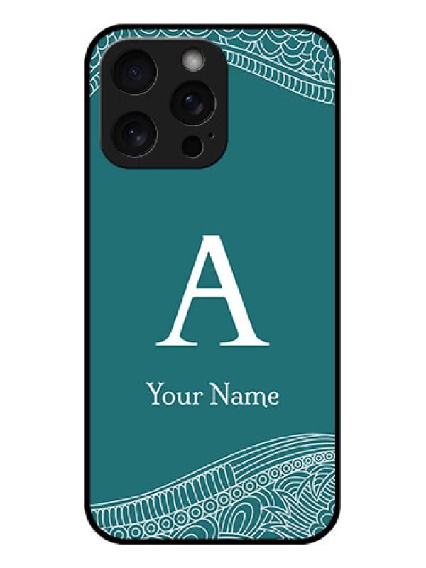 Custom iPhone 15 Pro Max Custom Glass Phone Case - Line Art Pattern With Custom Name Design