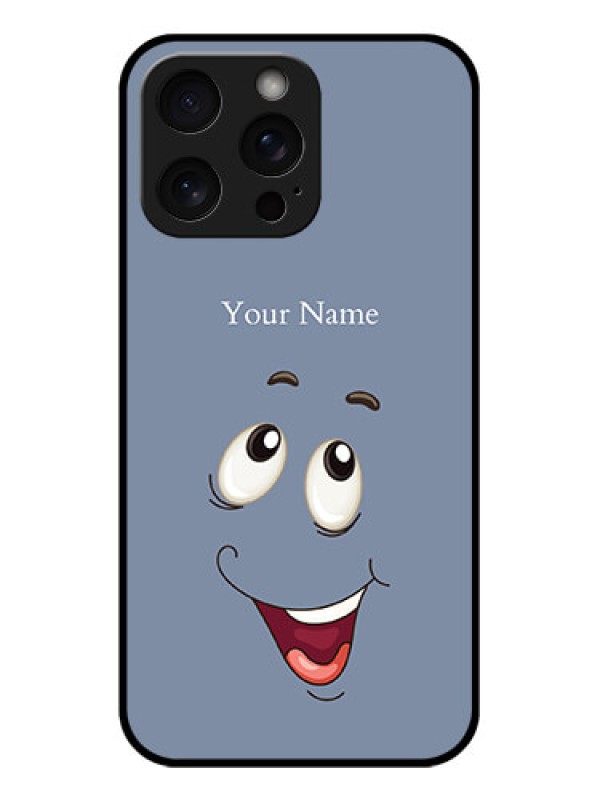 Custom iPhone 15 Pro Max Custom Glass Phone Case - Laughing Cartoon Face Design