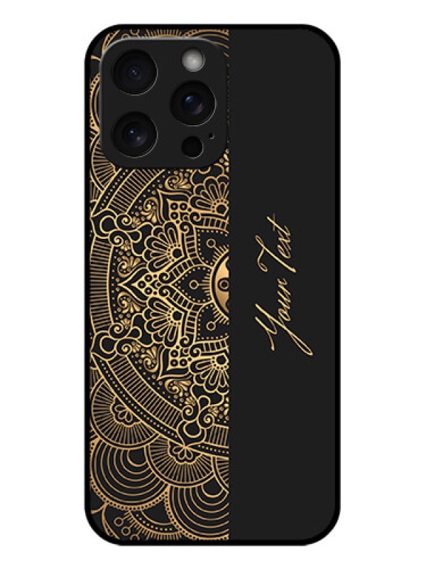Custom iPhone 15 Pro Max Custom Glass Phone Case - Mandala Art With Custom Text Design