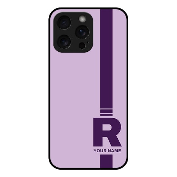 iPhone 15 Pro Max Custom Glass Phone Case - Simple Dual Tone Stripe With Name Design iPhone 15 Pro Max Custom Glass Phone Case - Simple Dual Tone Stripe With Name Design