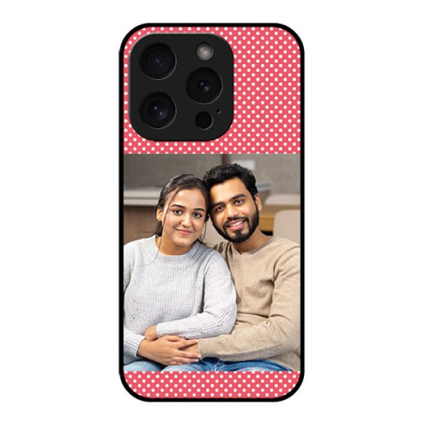 Apple iPhone 15 Pro Custom Glass Phone Case - White Dotted Design Apple iPhone 15 Pro Custom Glass Phone Case - White Dotted Design