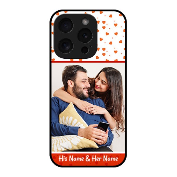 Apple iPhone 15 Pro Custom Glass Phone Case - Orange Love Symbol Design