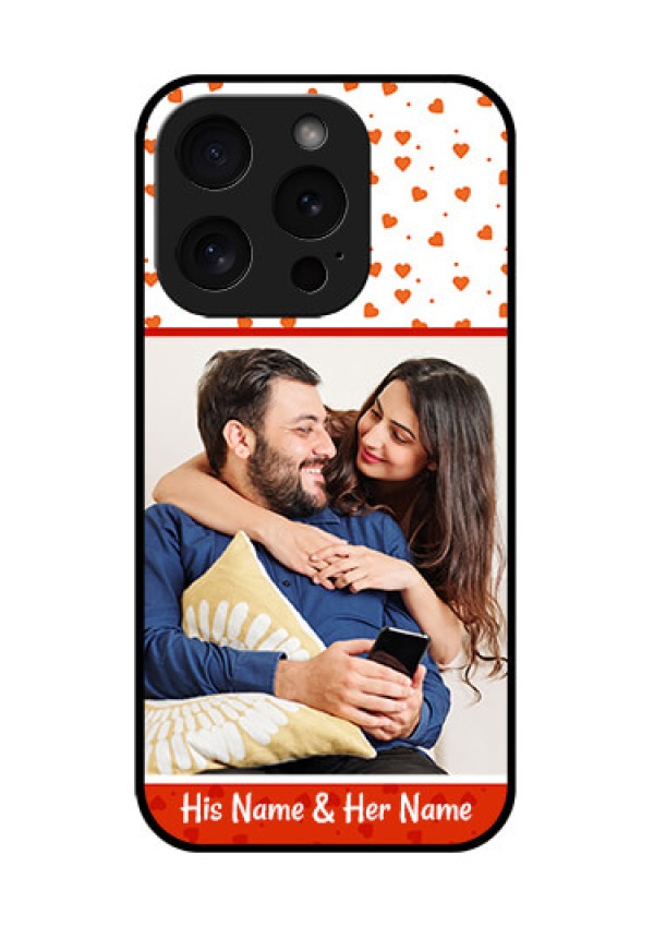 Apple iPhone 15 Pro Custom Glass Phone Case - Orange Love Symbol Design