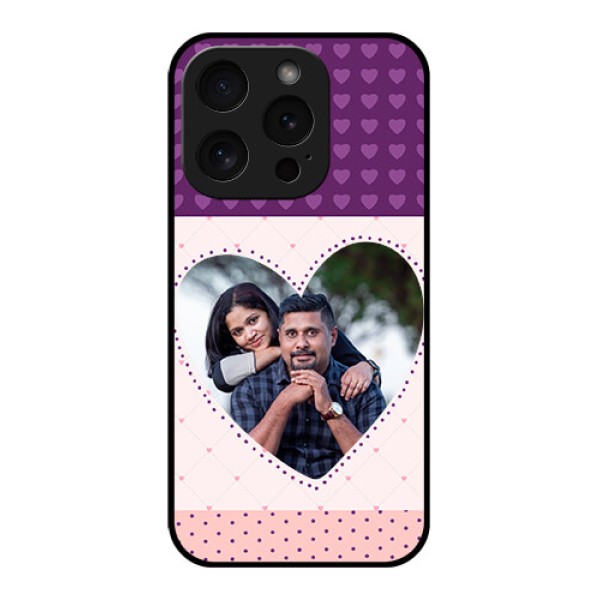 Apple iPhone 15 Pro Custom Glass Phone Case - Violet Love Dots Design