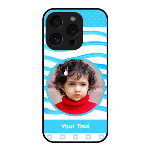 Apple iPhone 15 Pro Custom Glass Phone Case - Simple Blue Case Design