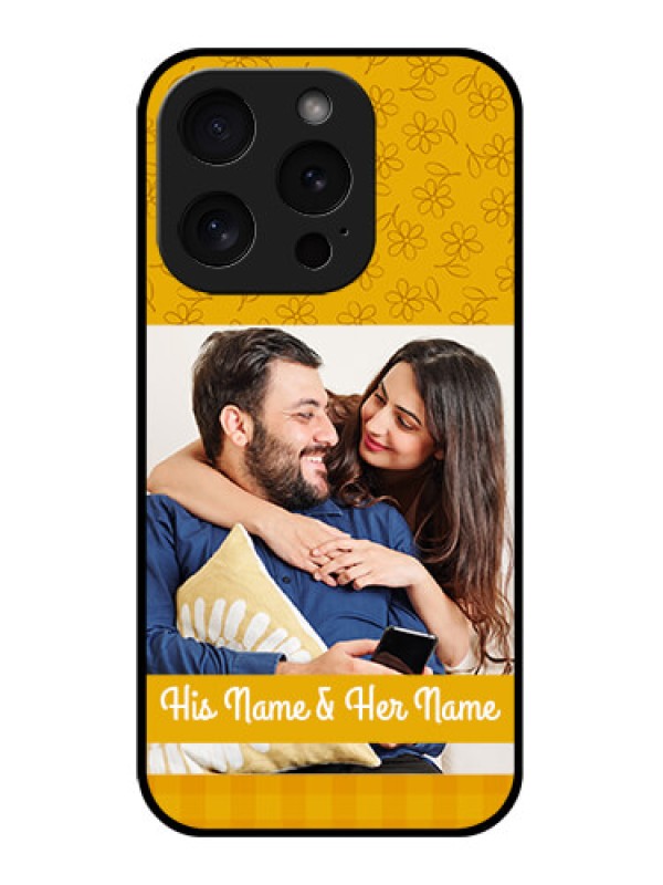 Custom Apple iPhone 15 Pro Custom Glass Phone Case - Yellow Floral Design