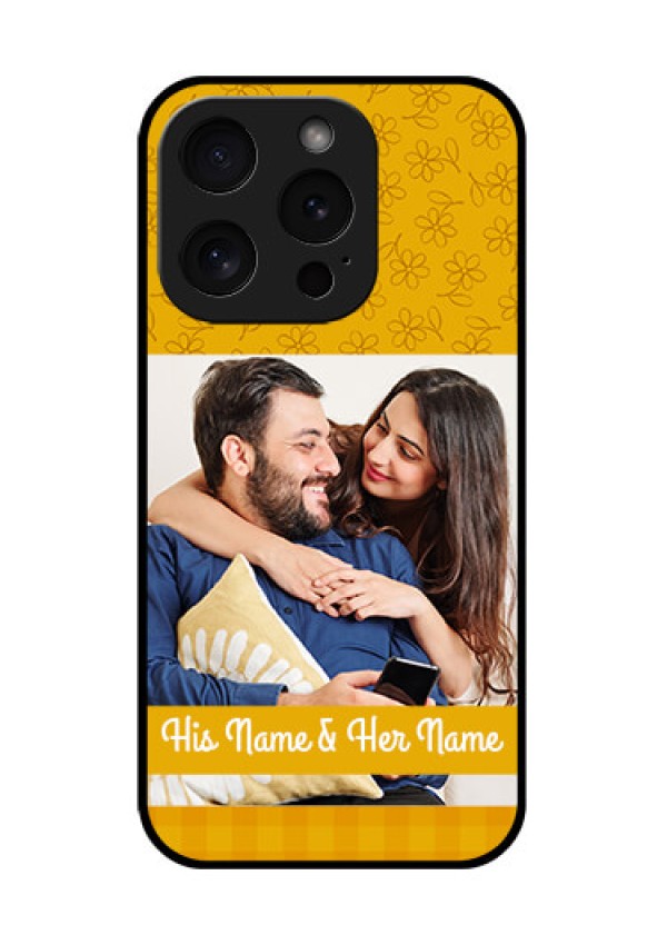 Apple iPhone 15 Pro Custom Glass Phone Case - Yellow Floral Design