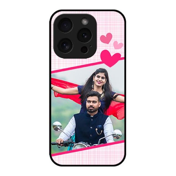 Apple iPhone 15 Pro Custom Glass Phone Case - Love Shape Heart Design
