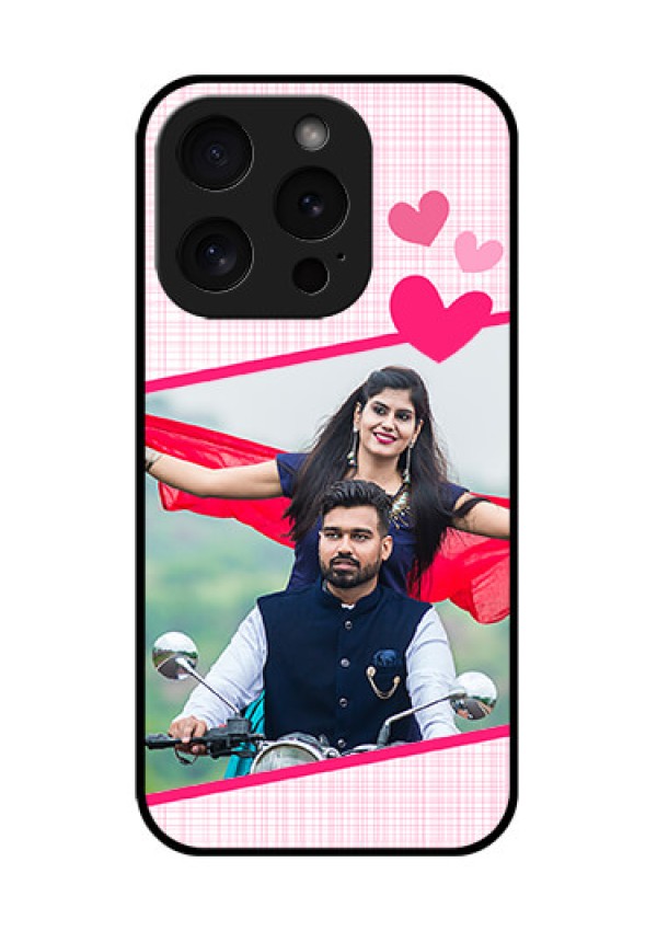 Apple iPhone 15 Pro Custom Glass Phone Case - Love Shape Heart Design