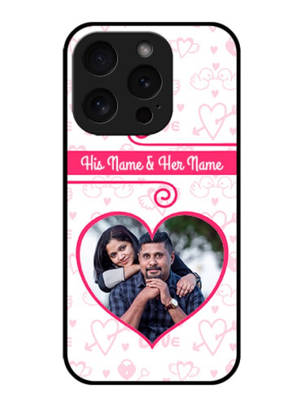 Custom Apple iPhone 15 Pro Custom Glass Phone Case - Heart Shape Love Design