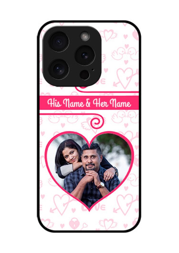 Apple iPhone 15 Pro Custom Glass Phone Case - Heart Shape Love Design