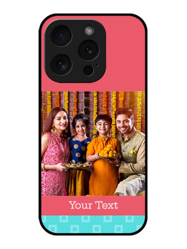 Custom Apple iPhone 15 Pro Custom Glass Phone Case - Peach & Blue Color Design