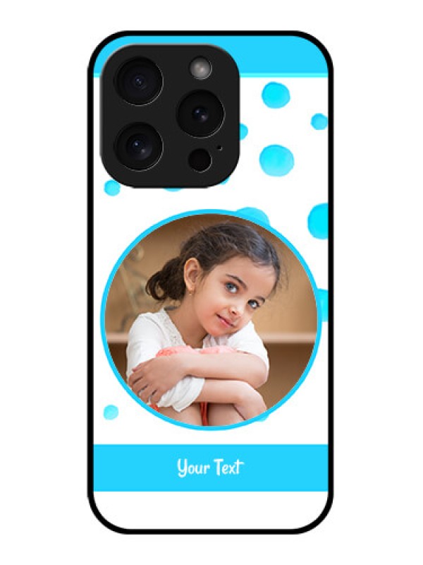 Custom Apple iPhone 15 Pro Custom Glass Phone Case - Blue Bubbles Pattern Design