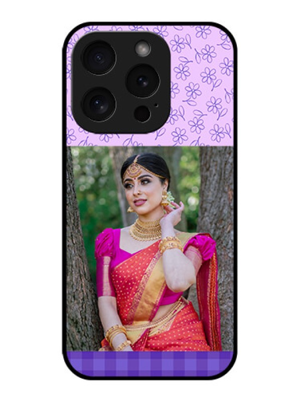 Custom Apple iPhone 15 Pro Custom Glass Phone Case - Purple Floral Design
