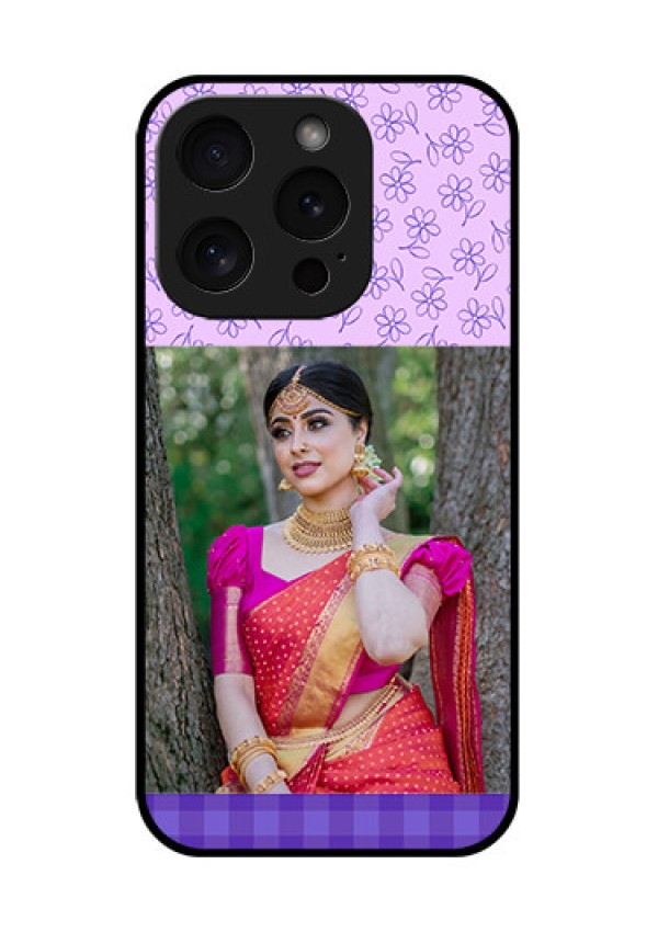 Apple iPhone 15 Pro Custom Glass Phone Case - Purple Floral Design