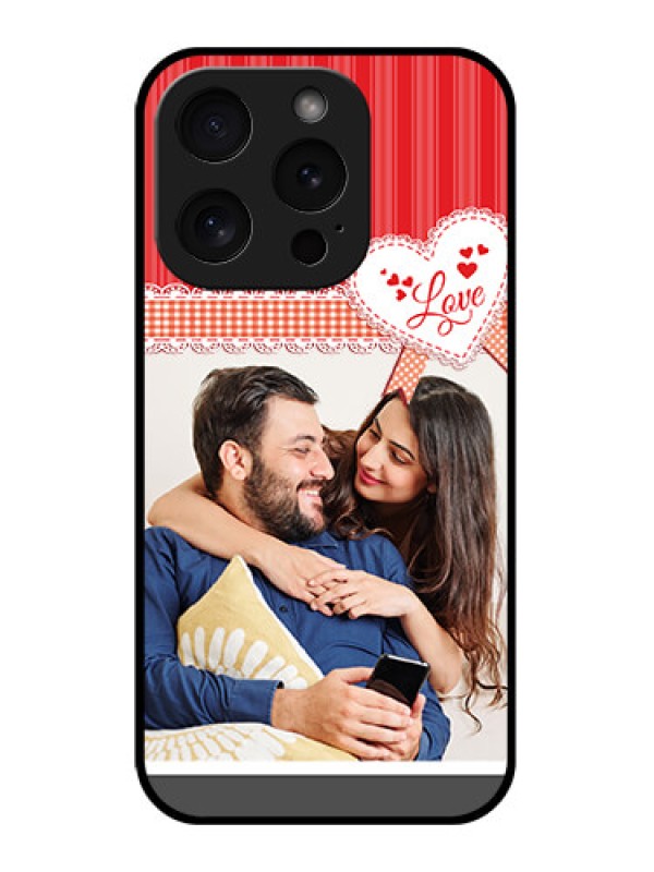 Custom Apple iPhone 15 Pro Custom Glass Phone Case - Red Love Pattern Design