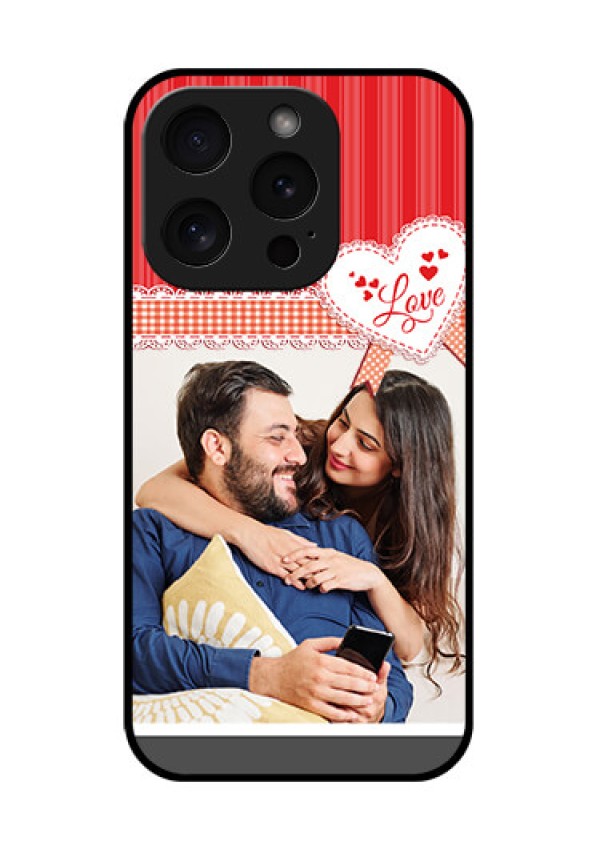 Apple iPhone 15 Pro Custom Glass Phone Case - Red Love Pattern Design