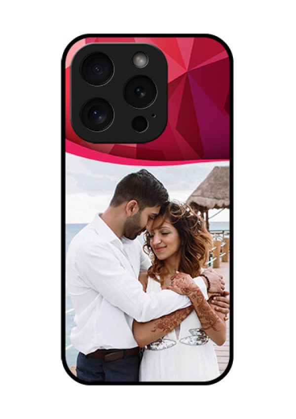Apple iPhone 15 Pro Custom Glass Phone Case - Red Abstract Design