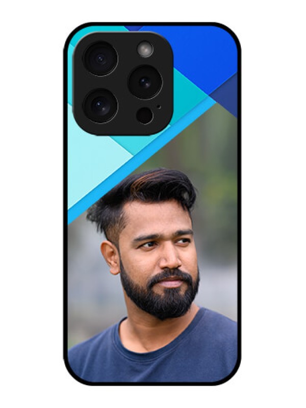 Custom Apple iPhone 15 Pro Custom Glass Phone Case - Blue Pattern Design