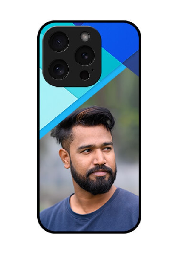 Apple iPhone 15 Pro Custom Glass Phone Case - Blue Pattern Design