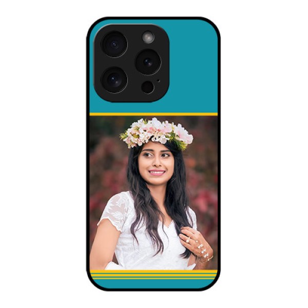 Apple iPhone 15 Pro Custom Glass Phone Case - Yellow & Blue Design Apple iPhone 15 Pro Custom Glass Phone Case - Yellow & Blue Design