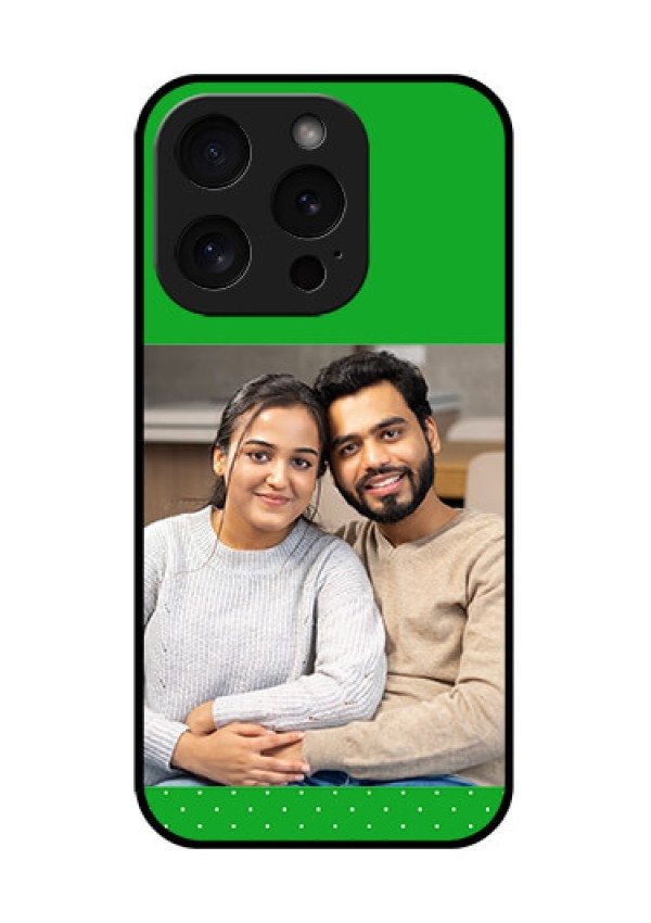 Apple iPhone 15 Pro Custom Glass Phone Case - Green Pattern Design