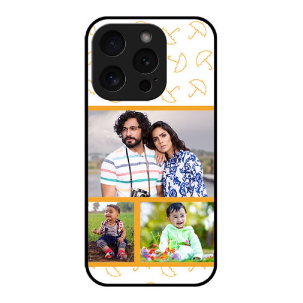 Apple iPhone 15 Pro Custom Glass Phone Case - Yellow Pattern Design Apple iPhone 15 Pro Custom Glass Phone Case - Yellow Pattern Design